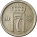 Coin, Norway, Haakon VII, 25 Öre, 1955, EF(40-45), Copper-nickel, KM:401