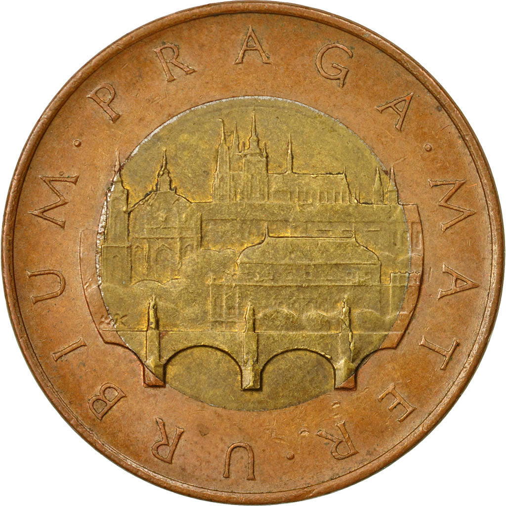 Coin, Czech Republic, 50 Korun, 1993, EF(40-45), Bi-Metallic, KM:1