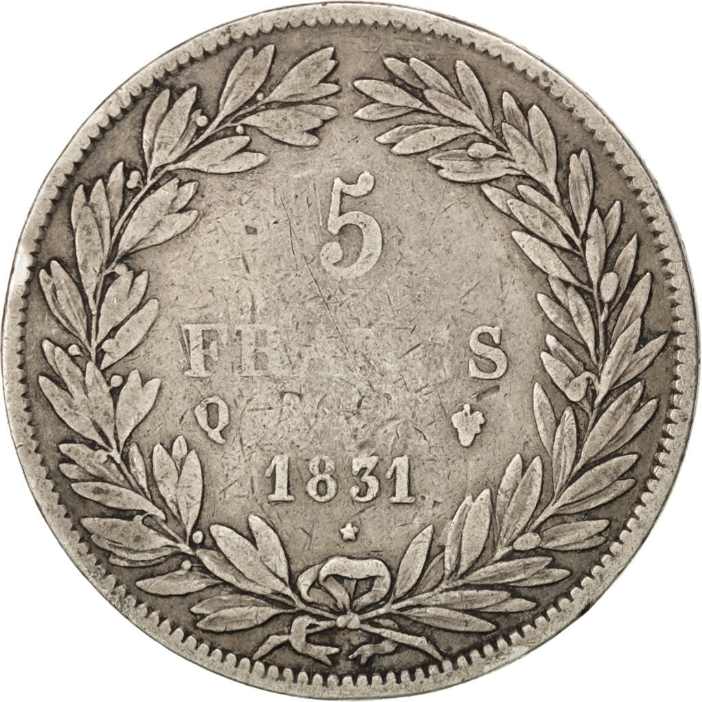 FRANCE, Louis-Philippe, 5 Francs, 1831, Perpignan, KM #735.11, VF(20-25),...