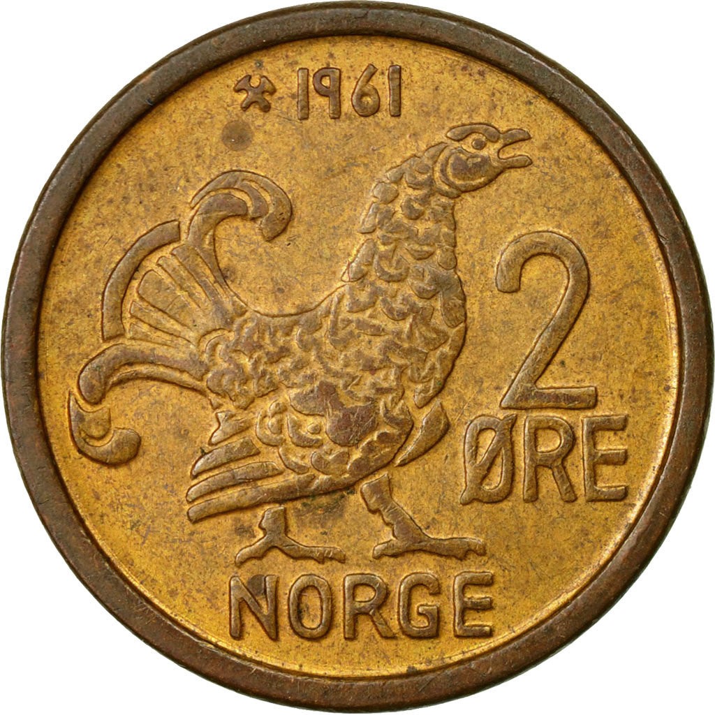 Coin, Norway, Olav V, 2 Öre, 1961, EF(40-45), Bronze, KM:410