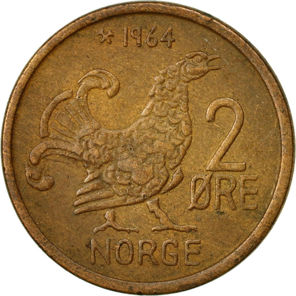 Coin, Norway, Olav V, 2 Öre, 1964, EF(40-45), Bronze, KM:410