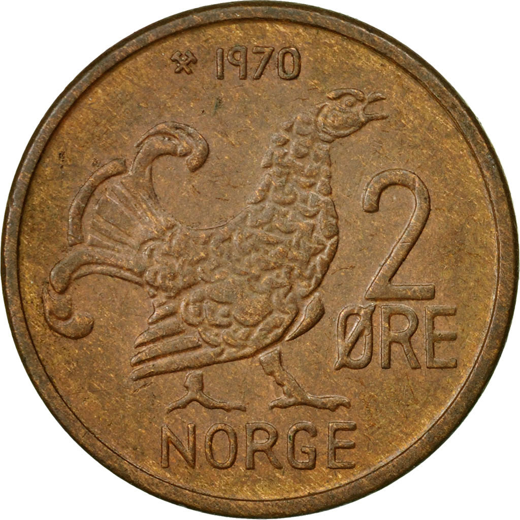 Coin, Norway, Olav V, 2 Öre, 1970, EF(40-45), Bronze, KM:410