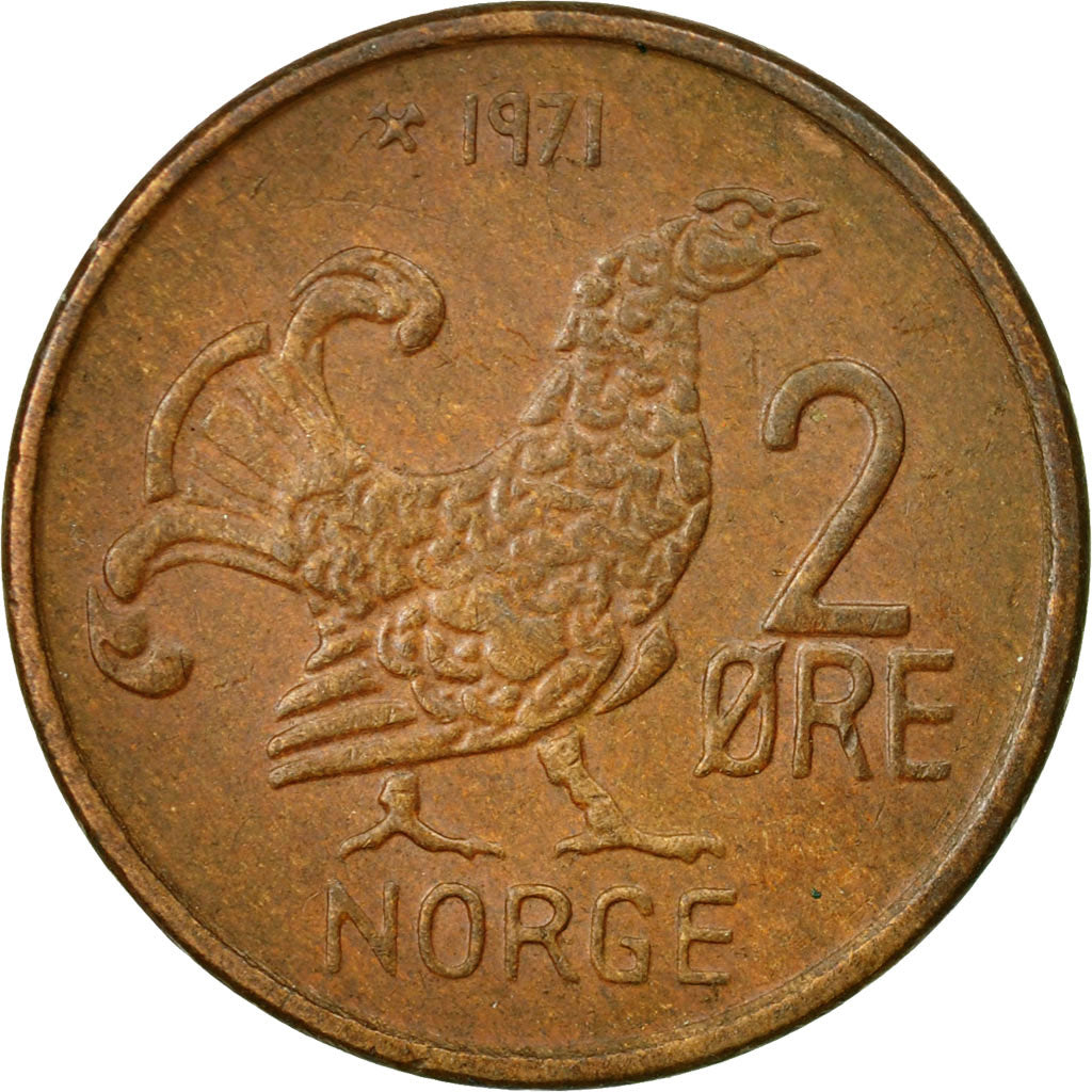 Coin, Norway, Olav V, 2 Öre, 1971, EF(40-45), Bronze, KM:410