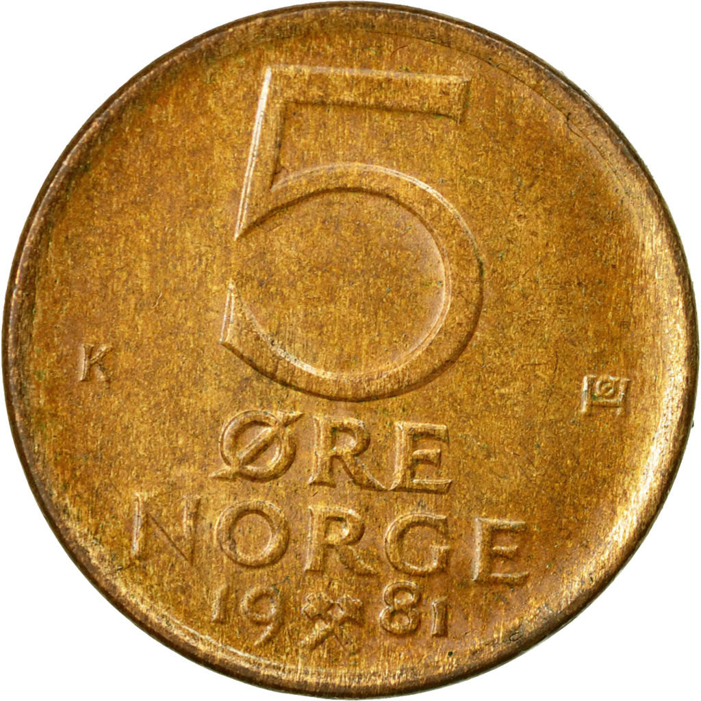 Coin, Norway, Olav V, 5 Öre, 1981, EF(40-45), Bronze, KM:415
