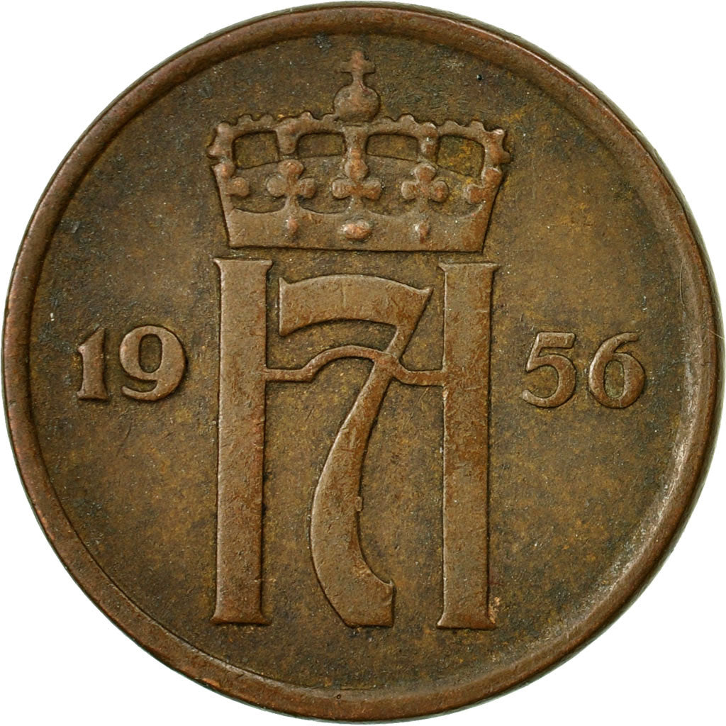 Coin, Norway, Haakon VII, 2 Öre, 1956, EF(40-45), Bronze, KM:399
