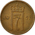 Coin, Norway, Haakon VII, 2 Öre, 1957, EF(40-45), Bronze, KM:399