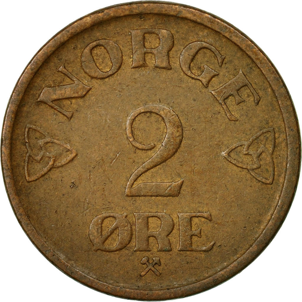 Coin, Norway, Haakon VII, 2 Öre, 1957, EF(40-45), Bronze, KM:399