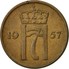 Coin, Norway, Haakon VII, 2 Öre, 1957, EF(40-45), Bronze, KM:399