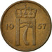 Coin, Norway, Haakon VII, 2 Öre, 1957, EF(40-45), Bronze, KM:399