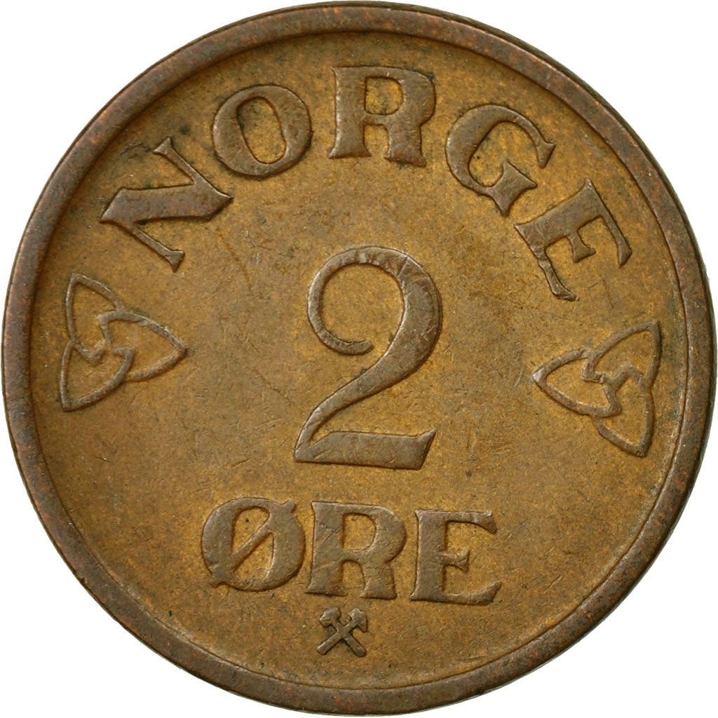 Coin, Norway, Haakon VII, 2 Öre, 1957, EF(40-45), Bronze, KM:399