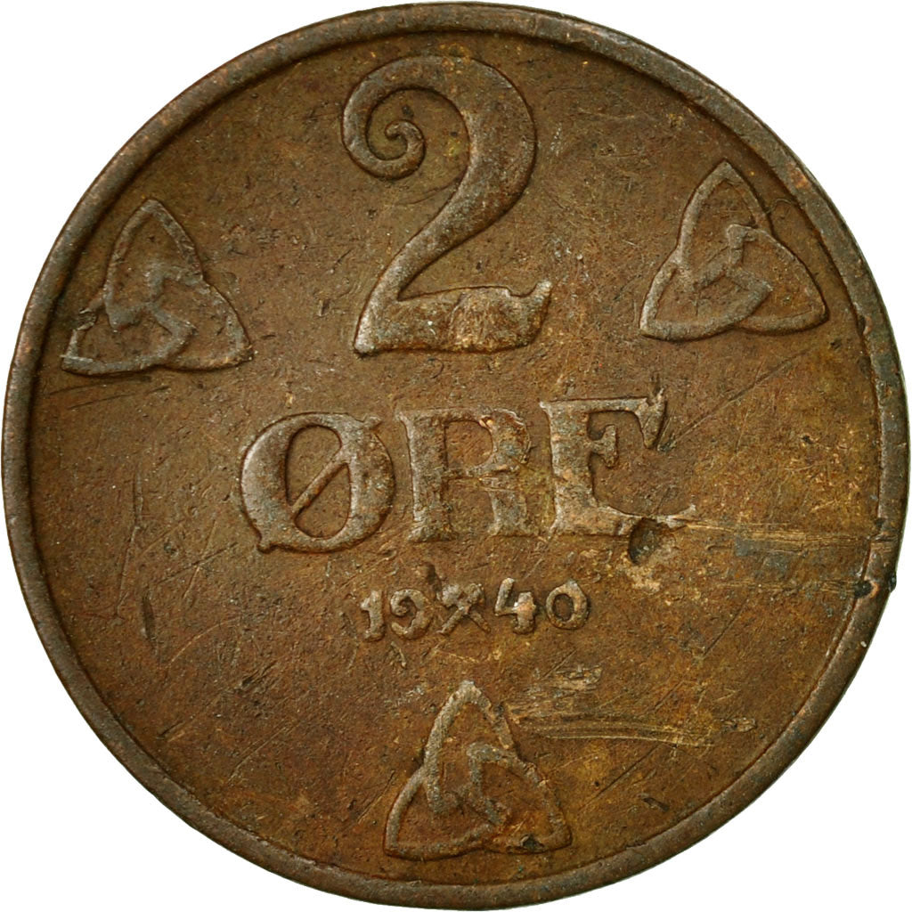 Coin, Norway, Haakon VII, 2 Öre, 1940, VF(30-35), Bronze, KM:371