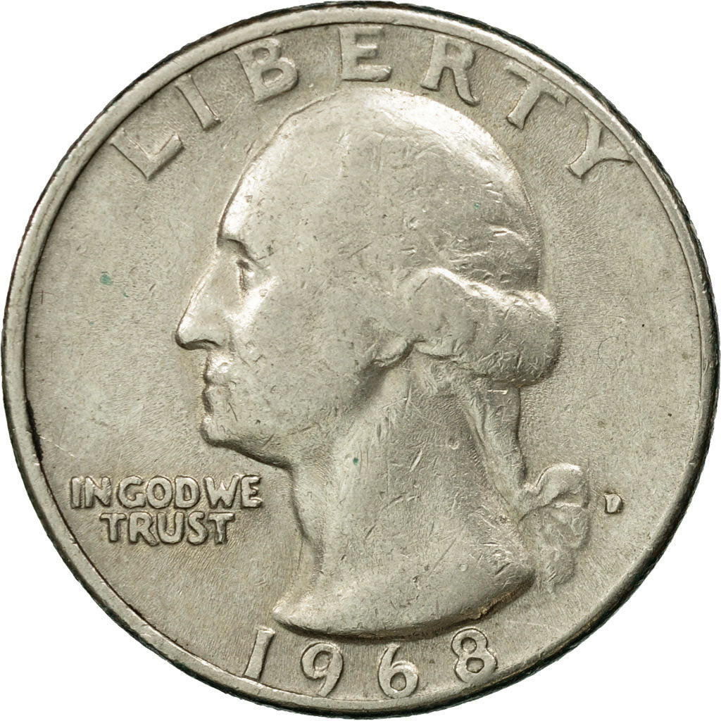 Coin, United States, Washington Quarter, Quarter, 1968, U.S. Mint, Denver