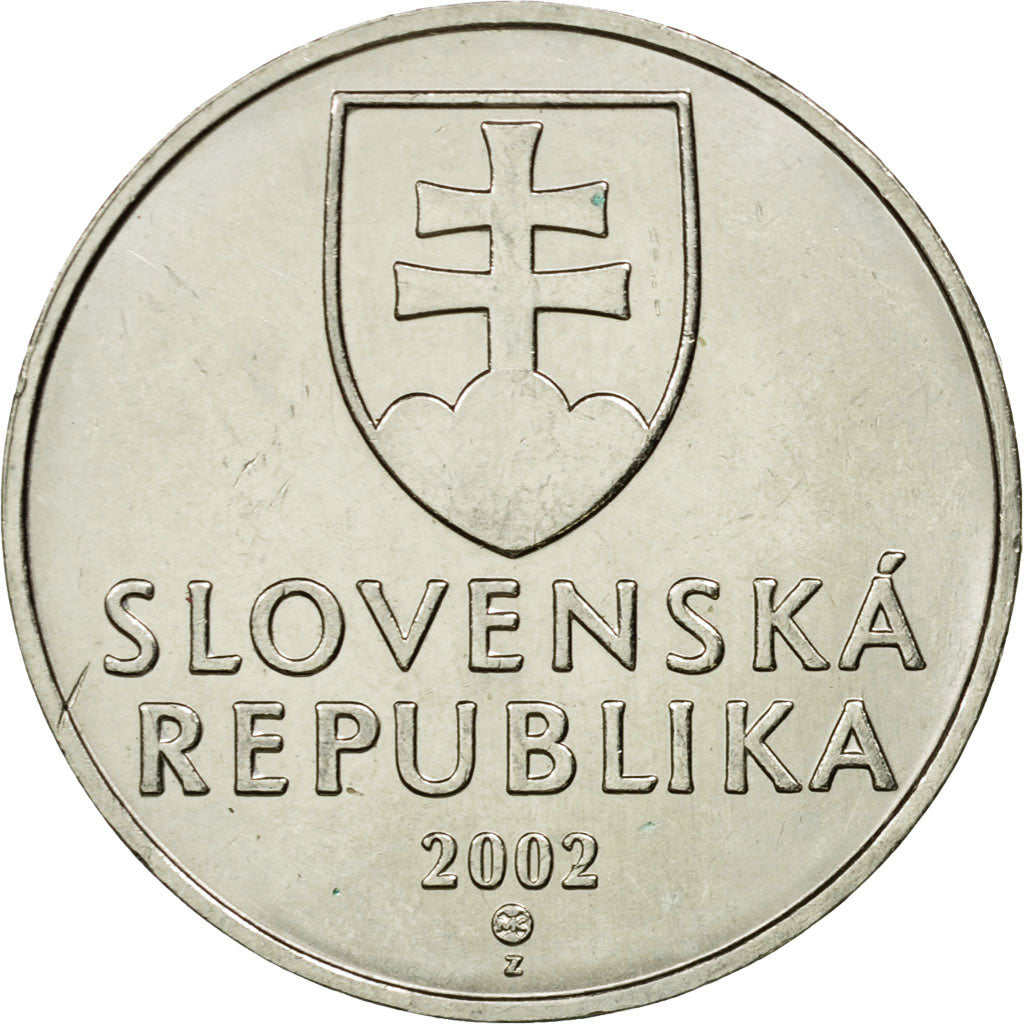 Moneta, Slovacchia, 2 Koruna, 2002, BB, Acciaio placcato nichel, KM:13