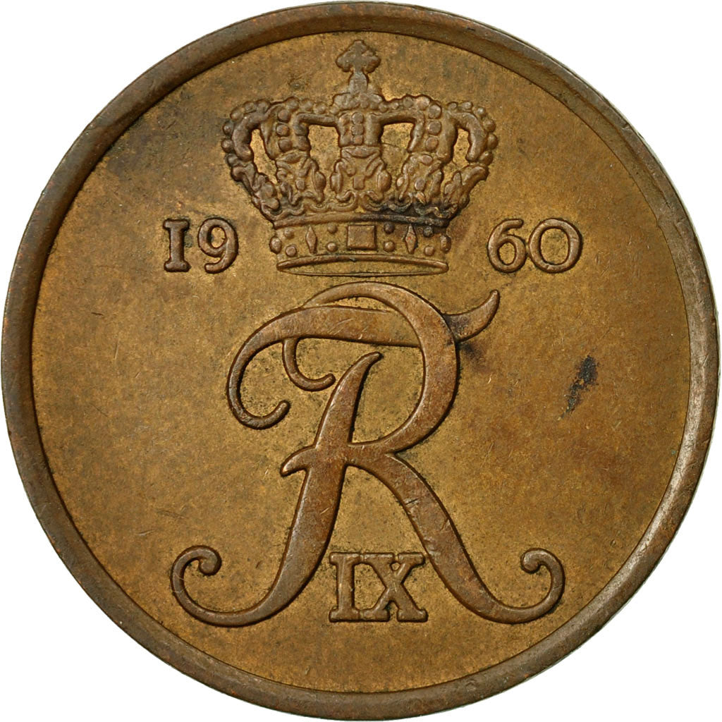 Coin, Denmark, Frederik IX, 5 Öre, 1960, Copenhagen, EF(40-45), Bronze