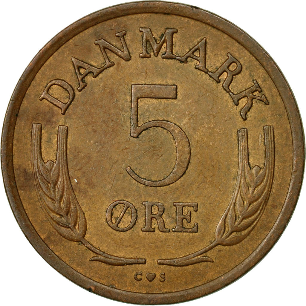Coin, Denmark, Frederik IX, 5 Öre, 1960, Copenhagen, EF(40-45), Bronze