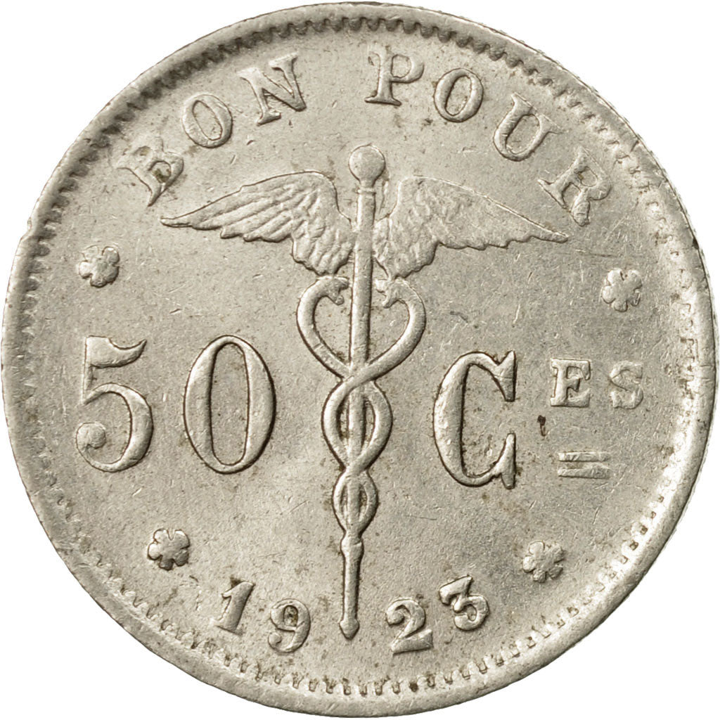 Coin, Belgium, 50 Centimes, 1923, AU(55-58), Nickel, KM:87