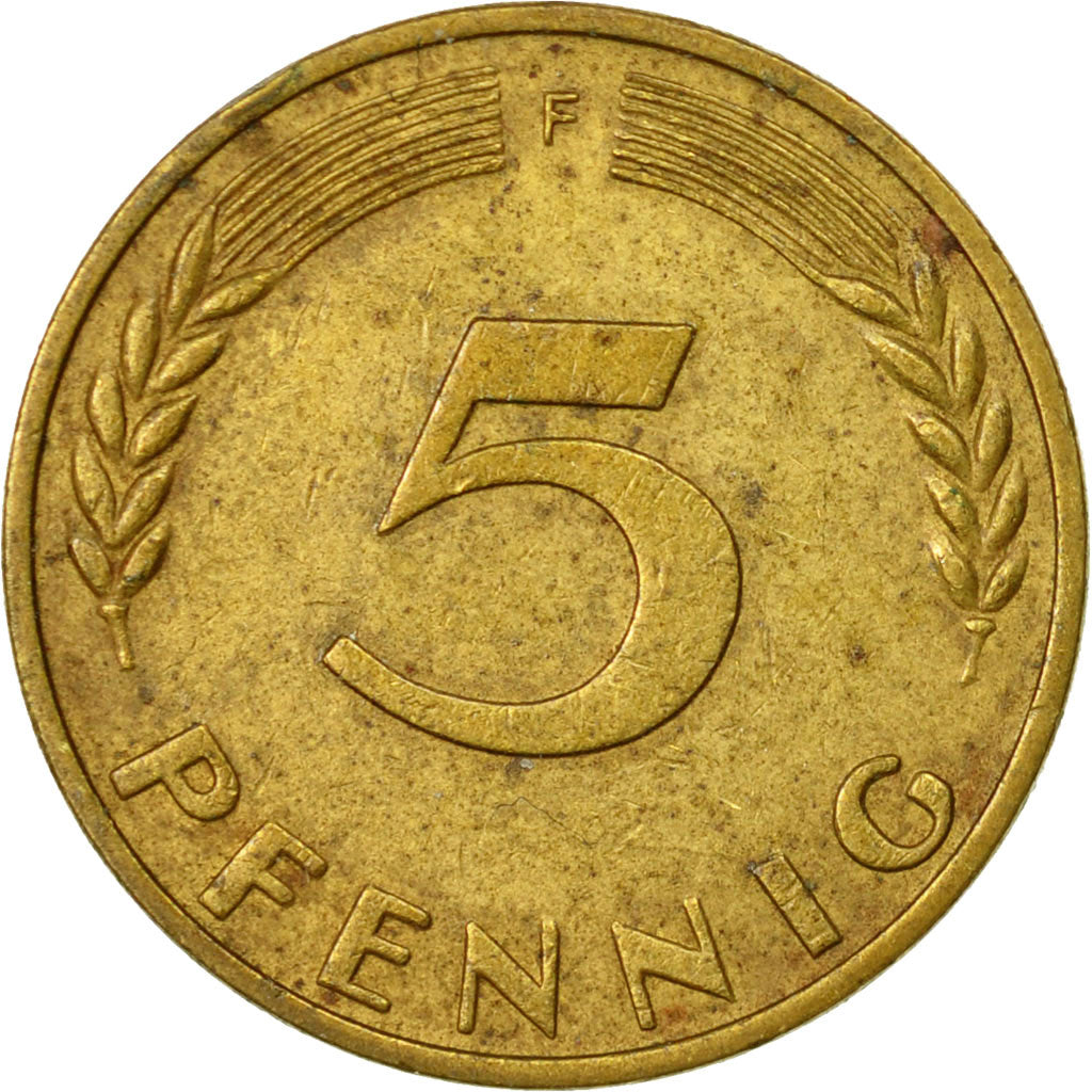 Münze, Bundesrepublik Deutschland, 5 Pfennig, 1967, Stuttgart, SS, Brass Clad