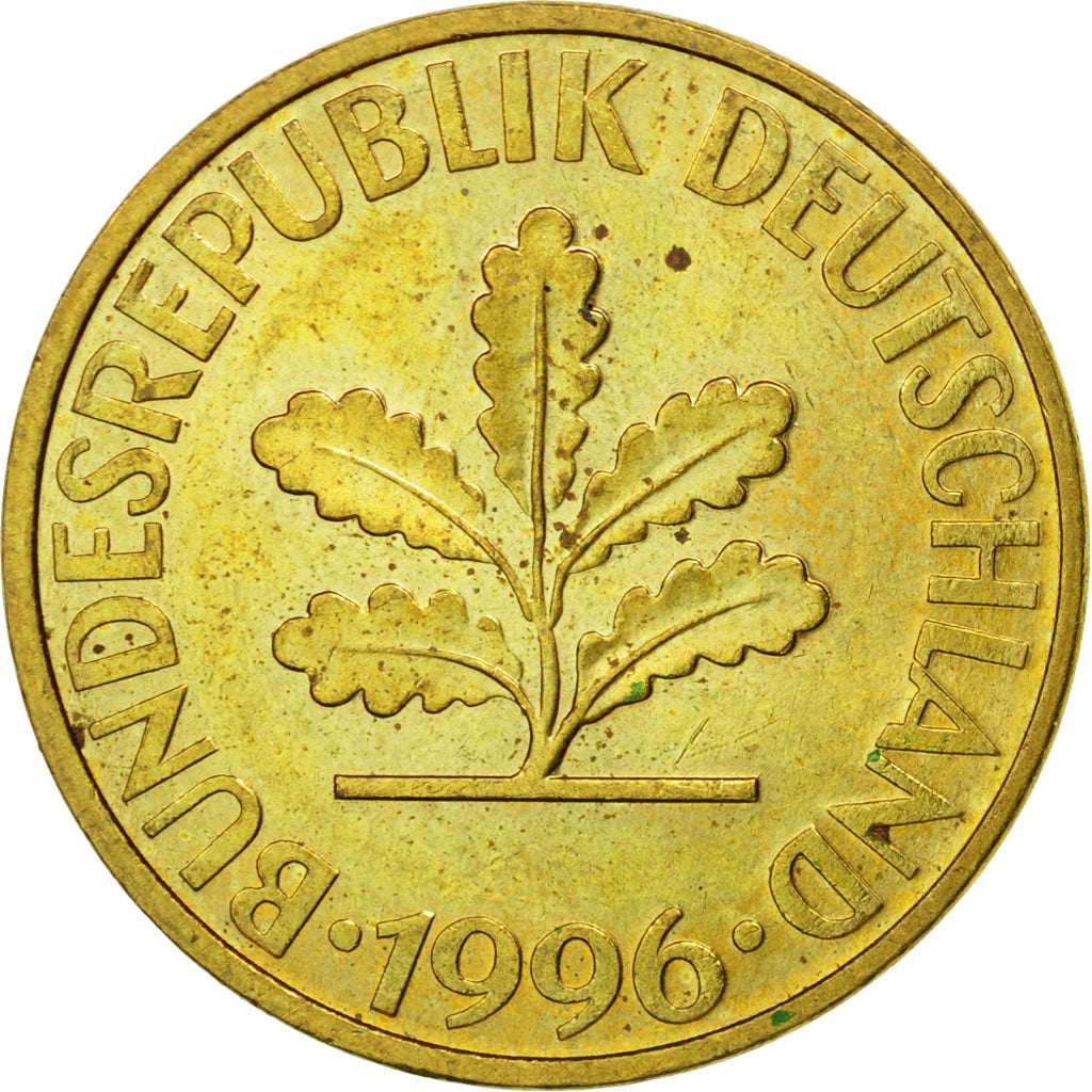 Coin, GERMANY - FEDERAL REPUBLIC, 10 Pfennig, 1996, Berlin, EF(40-45), Brass