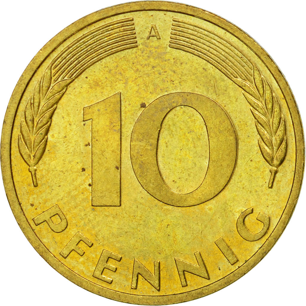 Coin, GERMANY - FEDERAL REPUBLIC, 10 Pfennig, 1996, Berlin, EF(40-45), Brass