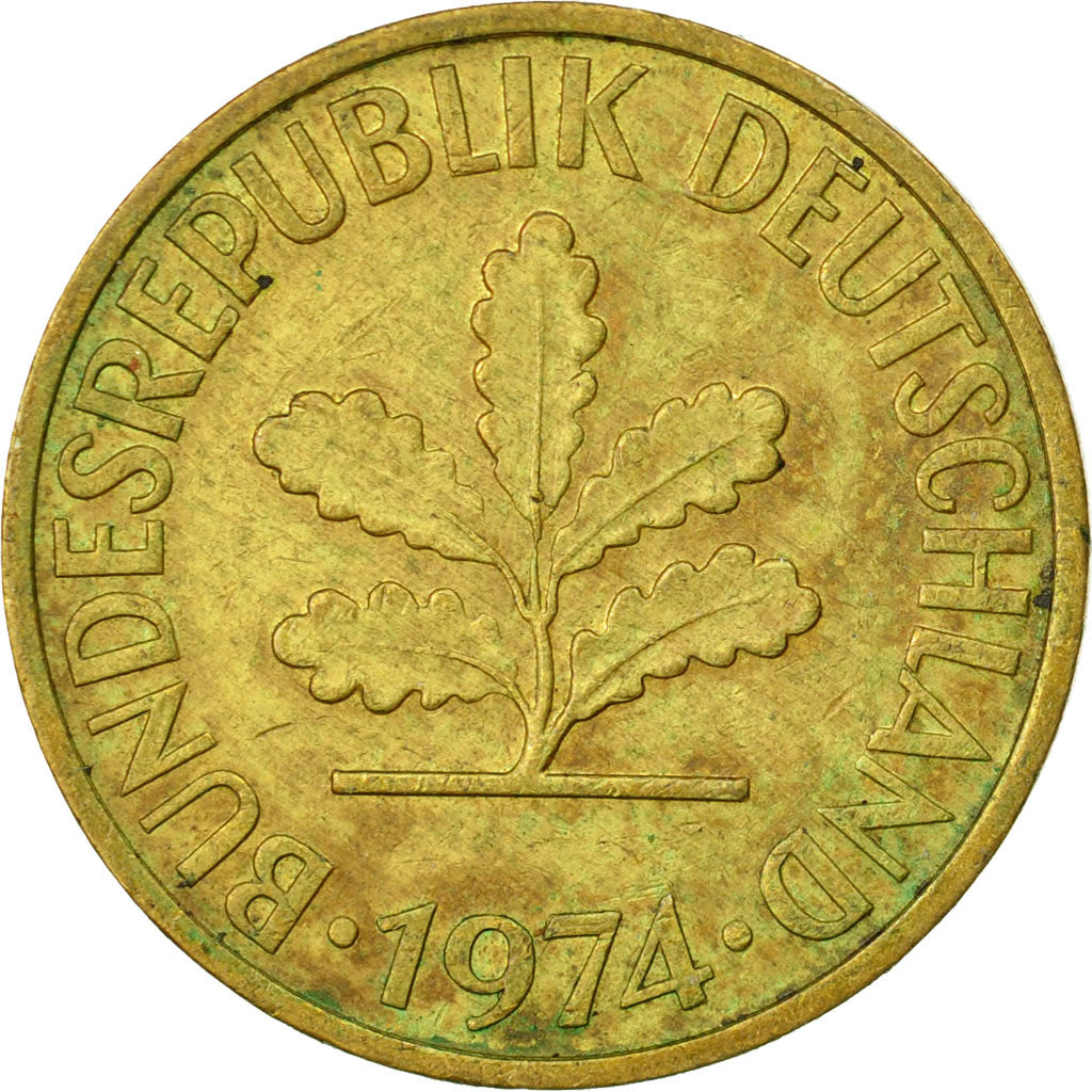 Moneta, GERMANIA - REPUBBLICA FEDERALE, 10 Pfennig, 1974, Munich, BB, Acciaio