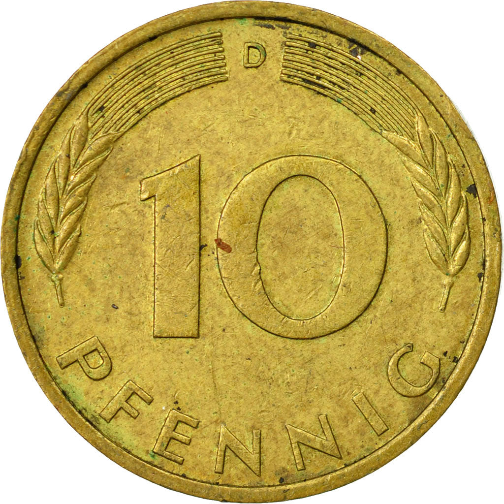 Moneta, GERMANIA - REPUBBLICA FEDERALE, 10 Pfennig, 1974, Munich, BB, Acciaio