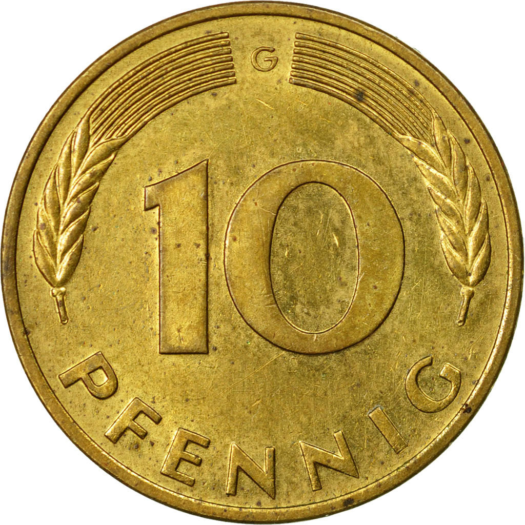 Munten, Federale Duitse Republiek, 10 Pfennig, 1976, Karlsruhe, ZF, Brass Clad