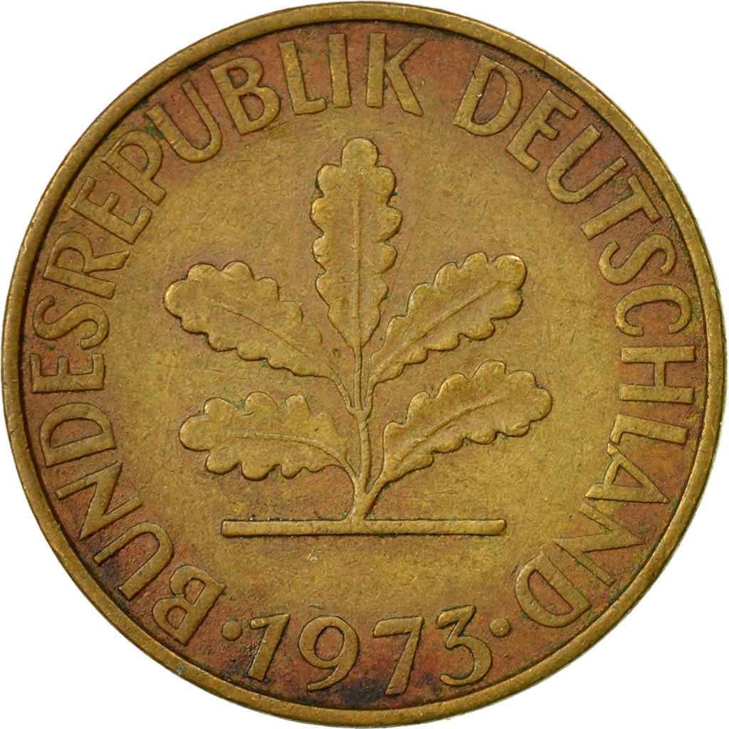 Moneta, GERMANIA - REPUBBLICA FEDERALE, 10 Pfennig, 1973, Hambourg, BB, Acciaio