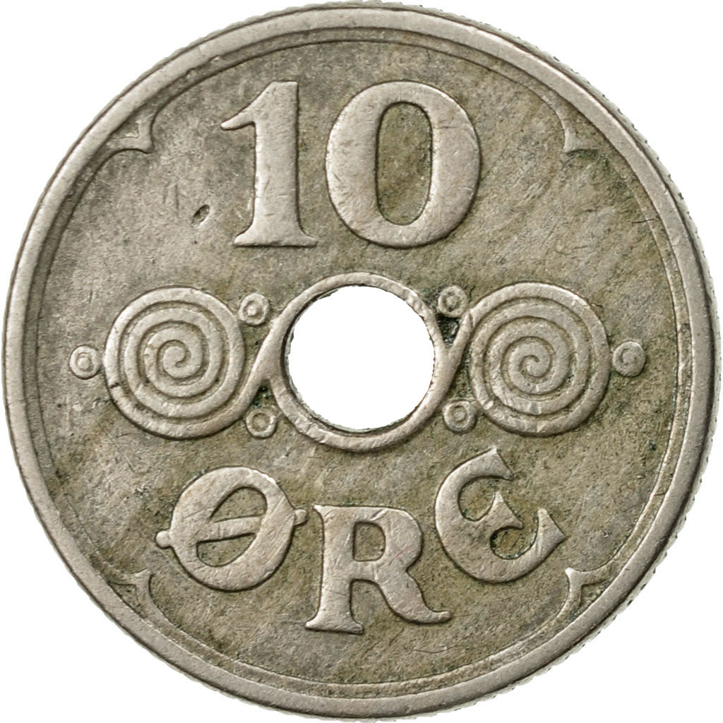 Coin, Denmark, Christian X, 10 Öre, 1933, Copenhagen, EF(40-45), Copper-nickel