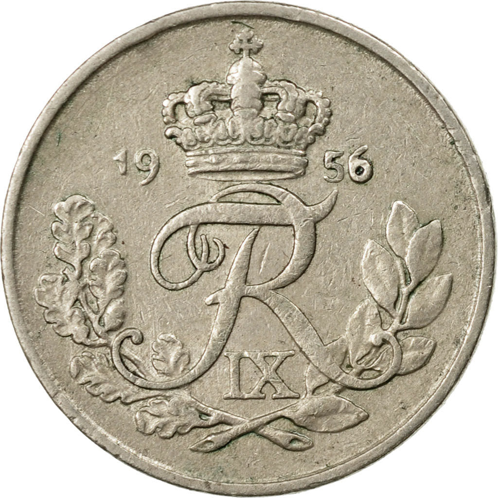 Coin, Denmark, Frederik IX, 10 Öre, 1956, Copenhagen, EF(40-45), Copper-nickel