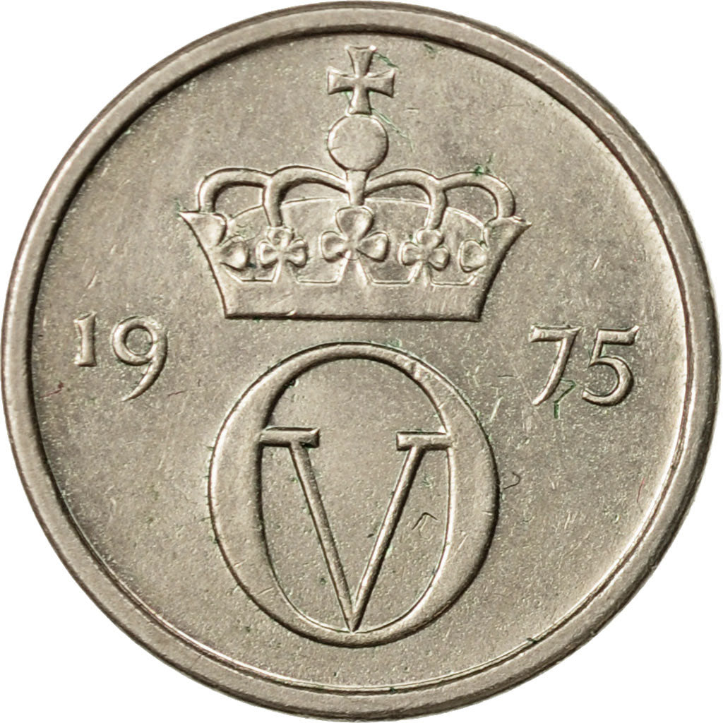 Coin, Norway, Olav V, 10 Öre, 1975, EF(40-45), Copper-nickel, KM:416