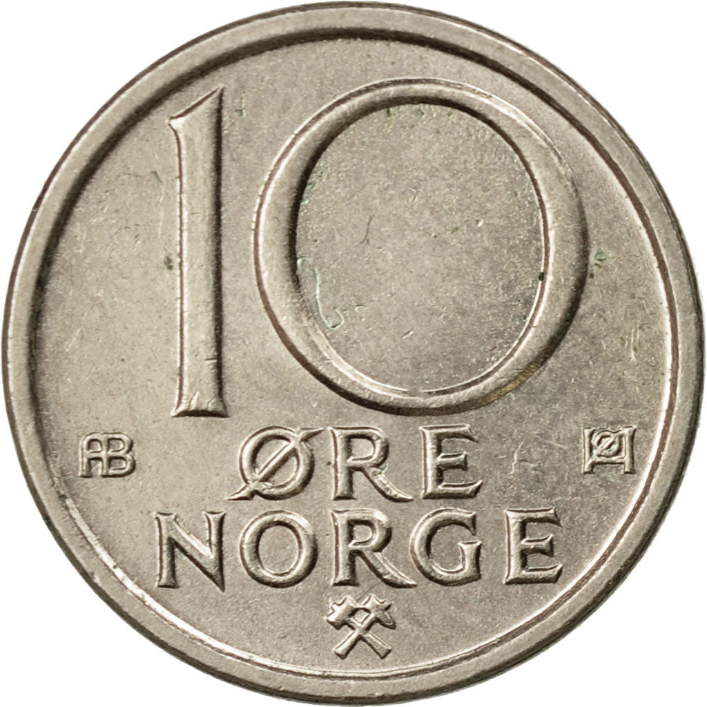 Coin, Norway, Olav V, 10 Öre, 1975, EF(40-45), Copper-nickel, KM:416