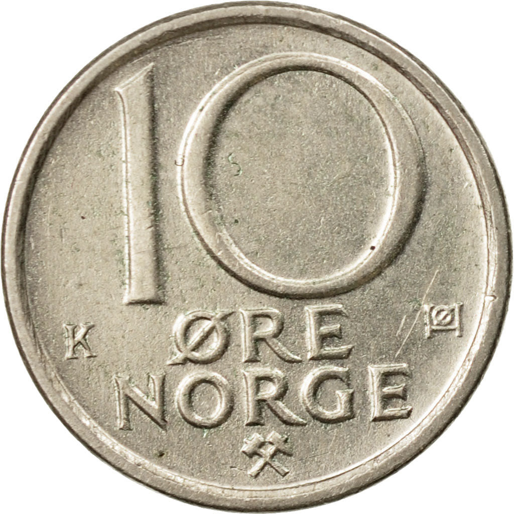 Coin, Norway, Olav V, 10 Öre, 1981, EF(40-45), Copper-nickel, KM:416