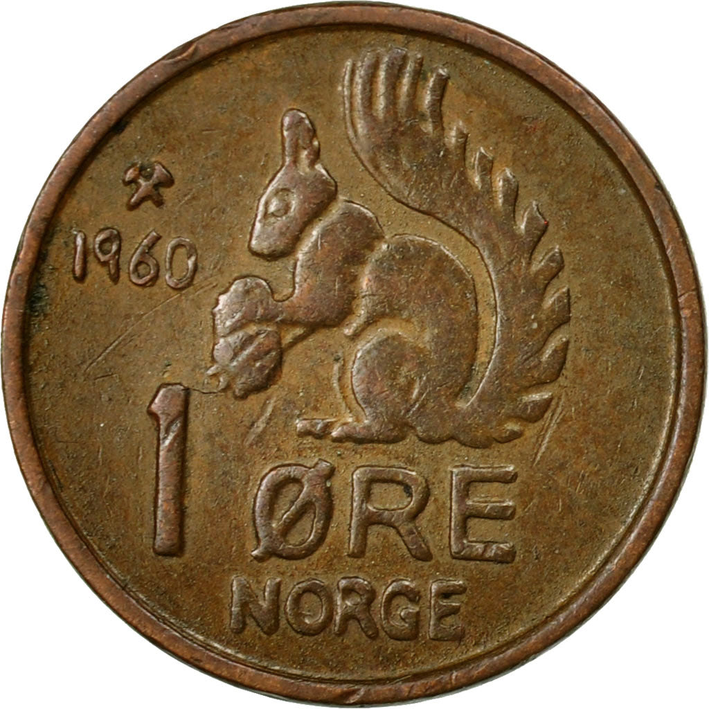 Coin, Norway, Olav V, Ore, 1960, EF(40-45), Bronze, KM:403
