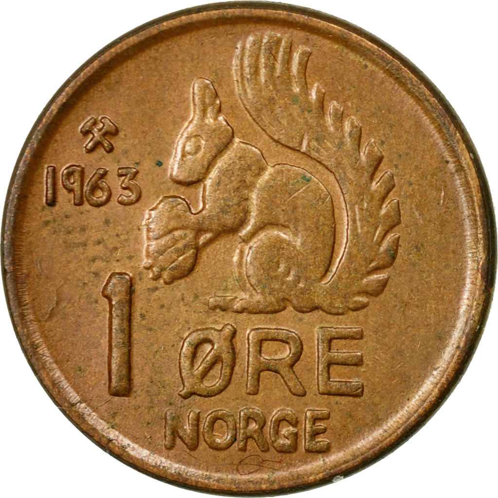 Coin, Norway, Olav V, Ore, 1963, EF(40-45), Bronze, KM:403