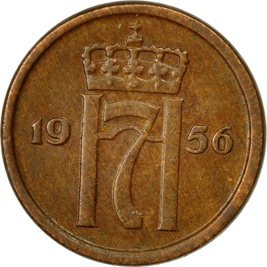 Coin, Norway, Haakon VII, Ore, 1956, EF(40-45), Bronze, KM:398