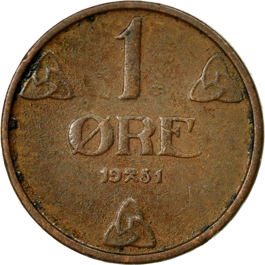 Coin, Norway, Haakon VII, Ore, 1951, EF(40-45), Bronze, KM:367