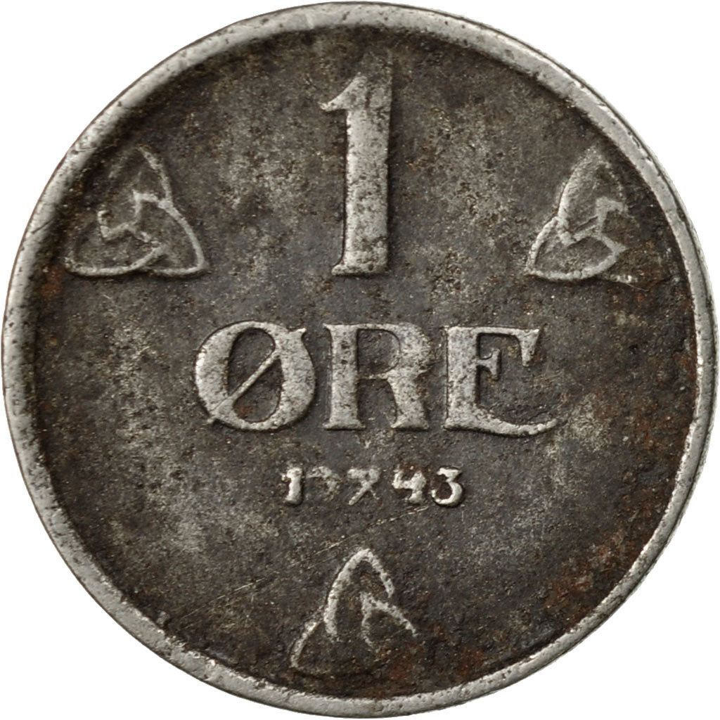 Coin, Norway, Haakon VII, Ore, 1943, EF(40-45), Iron, KM:387