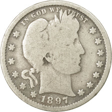 Coin, United States, Barber Quarter, Quarter, 1897, U.S. Mint, Philadelphia