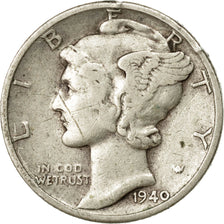 Coin, United States, Mercury Dime, Dime, 1940, U.S. Mint, Philadelphia