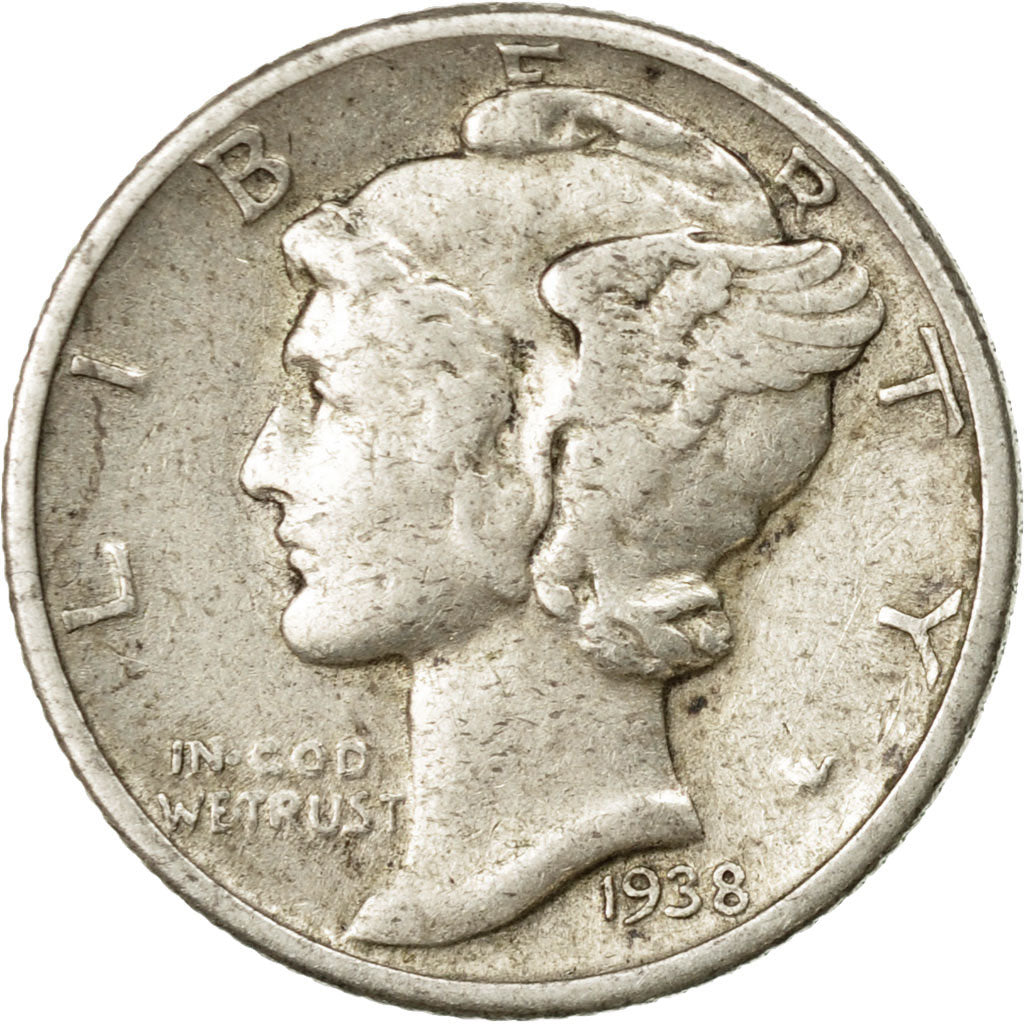 Moneta, Stati Uniti, Mercury Dime, Dime, 1938, U.S. Mint, Philadelphia, MB