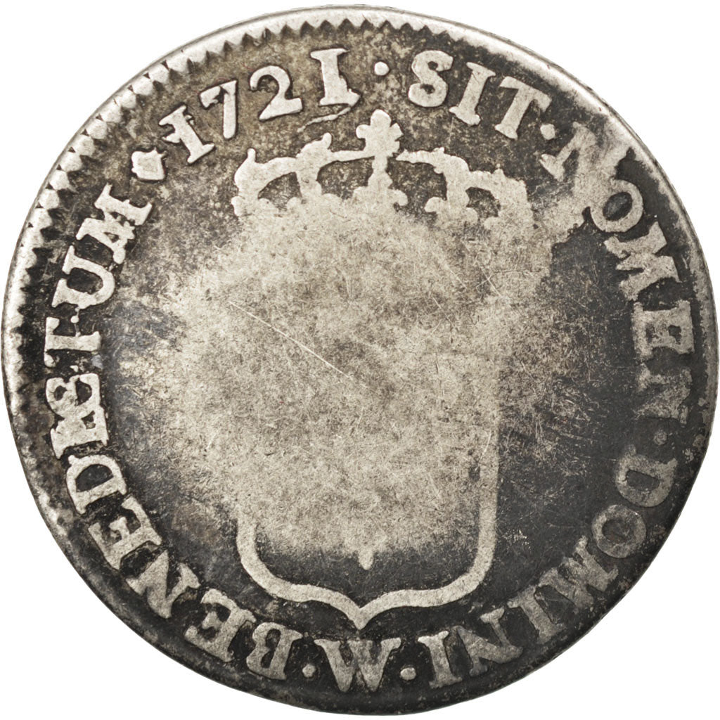 Moneda, Francia, Louis XV, 1/3 Écu de France, 1/3 Ecu, 1721, Lille, BC, Plata