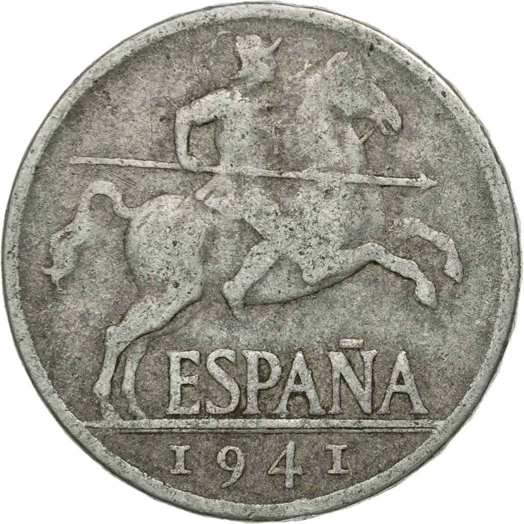 Coin, Spain, 5 Centimos, 1941, VF(20-25), Aluminum, KM:765