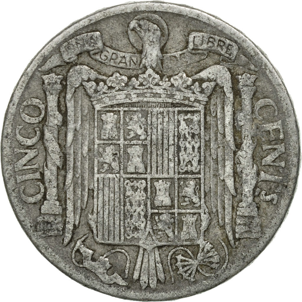Coin, Spain, 5 Centimos, 1941, VF(20-25), Aluminum, KM:765