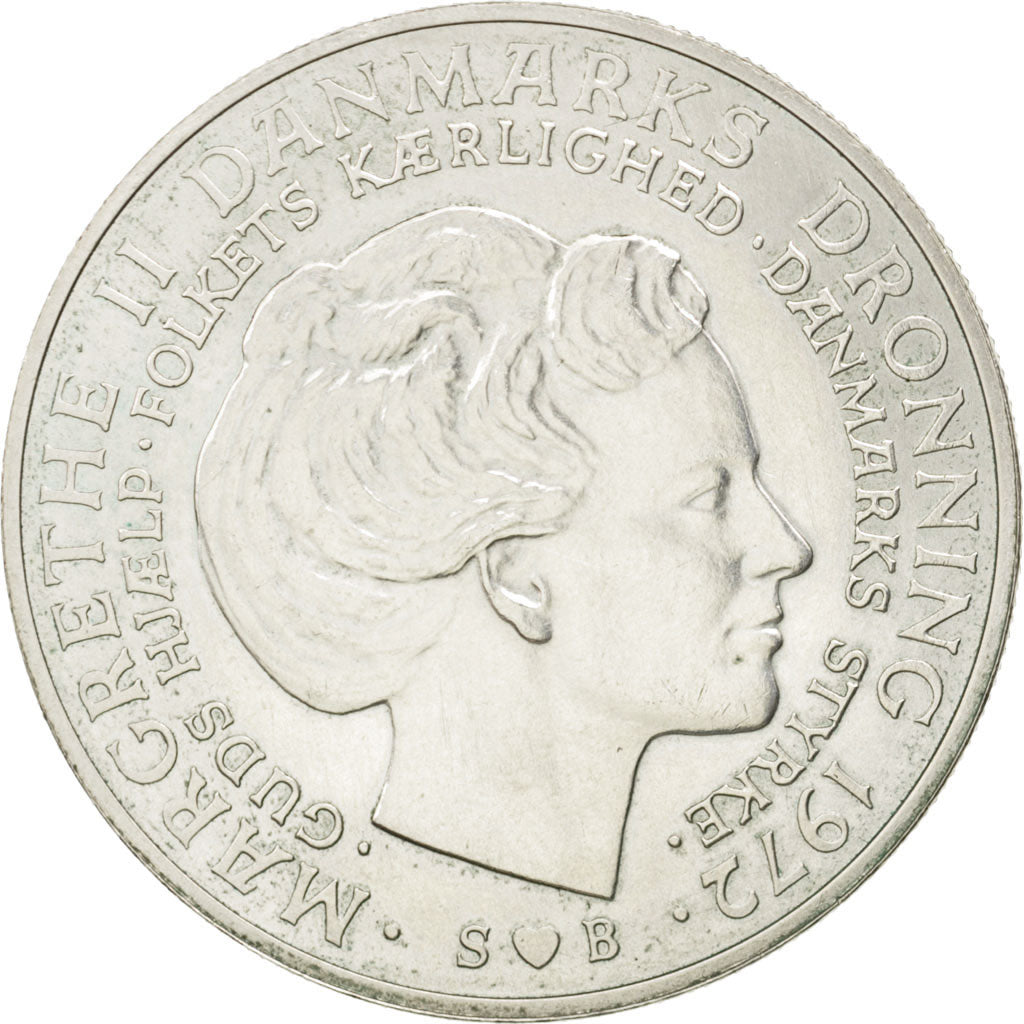 Moneta, Danimarca, Margrethe II, 10 Kroner, 1972, Copenhagen, SPL, Argento
