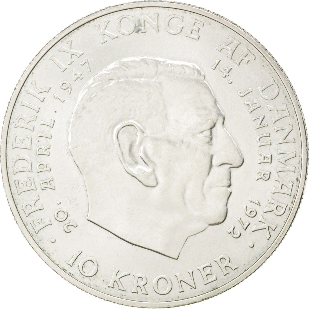 Moneta, Danimarca, Margrethe II, 10 Kroner, 1972, Copenhagen, SPL, Argento
