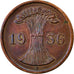 Coin, GERMANY, WEIMAR REPUBLIC, 2 Reichspfennig, 1936, Berlin, VF(30-35)