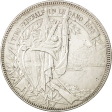 SWITZERLAND, 5 Francs, 1883, KM #S16, AU(55-58), Silver, 25.00