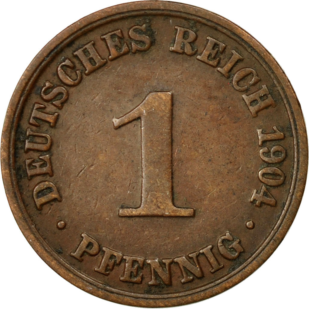 Coin, GERMANY - EMPIRE, Wilhelm II, Pfennig, 1904, Berlin, VF(20-25), Copper