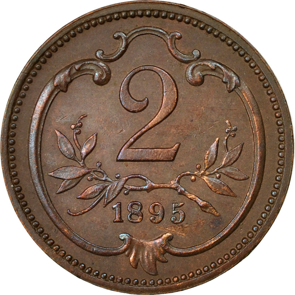 Coin, Austria, Franz Joseph I, 2 Heller, 1895, EF(40-45), Bronze, KM:2801