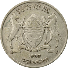 Coin, Botswana, 50 Thebe, 1980, British Royal Mint, EF(40-45), Copper-nickel